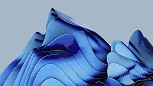 Abstract Blue Waves Prints: A mesmerizing abstract image with fluid blue waves creating a dynamic sense of motion and depth