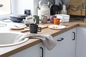Dirty Dishes Prints: A mess in the kitchen, dirty dishes on the table