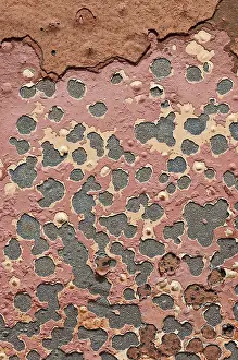 Deserted Metal Structure Prints: Metal surface with red paint and rust