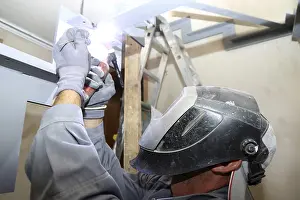 Metal Worker Welding Prints: Metal worker during welding work