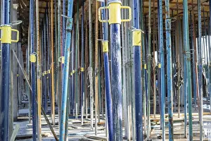 Abandoned Building Structure Prints: Metallic Struts in building structure under construction