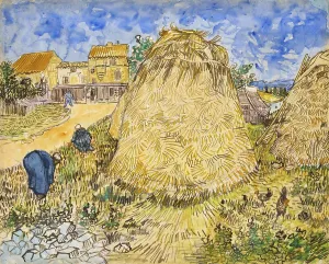 Impressionist Landscape Art Prints: Meules de ble (1888), wheat stack or haystack