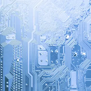 Microchip Close Up Prints: Microchip close up background for technology design