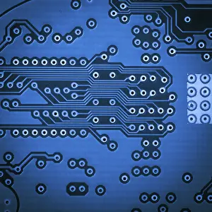 Computer Hardware Design Prints: Microchip close up background for technology design