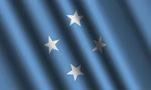 Windy Island State Prints: The Micronesia flag flying in the wind