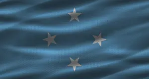 Fabric Texture National Flags Prints: Micronesian flag with fabric texture