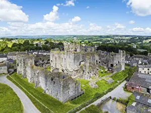 Middleham Castle Aerial View Prints: Middleham Castle from a drone, Middleham