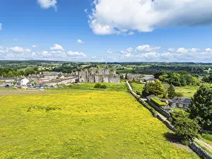 Middleham Castle Drone View Prints: Middleham Castle from a drone, Middleham