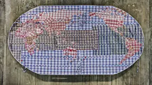 Rotterdam Museum Prints: Migration pattern, refugee world map made of plastic bags