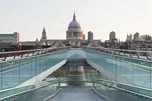 Christian Architecture UK Prints: Millenium Bridge and St Paul's Cathedral