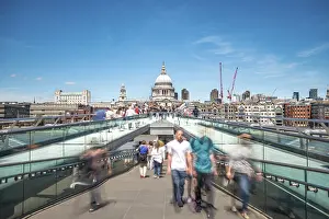 Prints of Millenium Bridge and St Paul's Cathedral, Motion Blur, London, England, Great Britain Millenium Bridge and St Paul's Cathedral, Motion Blur, London, England, Great Britain Millenium Bridge, London Prints: Millennium Bridge and St Paul's Cathedral Print, London