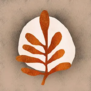 Minimalist Art Prints: Autumn Leaf Minimalist Print on Textured Background