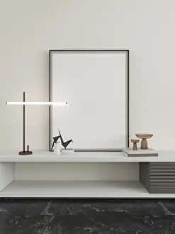 Contemporary Interior Style Prints: Minimalist interior setting featuring a blank frame