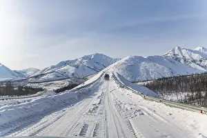 Road Of Bones Russia Prints: Minivan driving on the Road of Bones