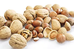Mixed Nuts Prints: Mixed nuts, walnuts, hazelnuts, almonds