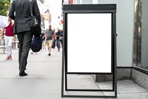Deserted Shopping Mall Prints: Mobile mock up billboard sidewalk