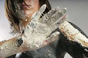 Artistic Nude Photography Prints: Model covered in coloured plaster
