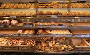 Sweet Bakery Treats Prints: Modern bakery with different kinds of bread