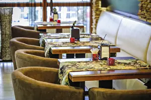 Modern Restaurant Interior Prints: Modern restaurant interior with tables and sofas