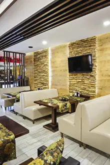 Modern Restaurant Interior Prints: Modern restaurant interior with tables and sofas