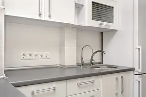Minimalist Modern Architecture Prints: Modern white and black kitchen