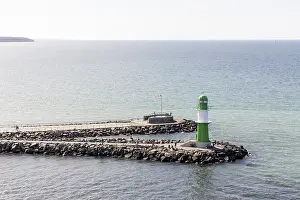 Baltic Sea Waterfront Scene Prints: Mole beacon der Westmole in Warnemünde