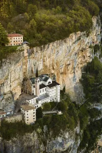 European Pilgrimage Site Prints: Monastery on a slope in a gorge