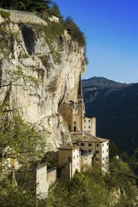 Southern Europe Pilgrimage Site Prints: Monastery on a slope in a gorge