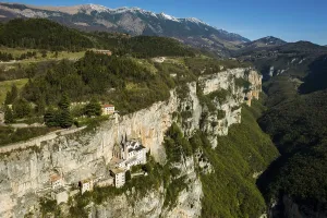 Abandoned Abbey In Italy Prints: Monastery on a slope in a gorge
