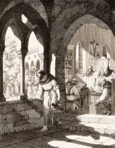 Catholic Monastery Complex Prints: The monastic life of monks at work