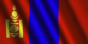 Windy Banner Prints: The Mongolian flag flying in the wind