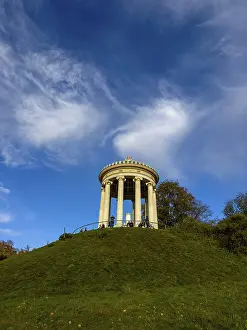 Central Europe Travel Image Prints: Monopteros with autumn atmosphere and dynamic cloud structure