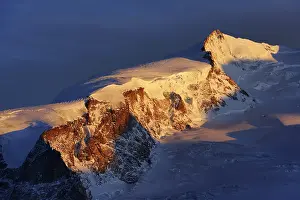 Swiss Alps Panorama Prints: Monte Rosa Mountains in the light of the setting sun