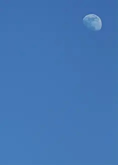 Clear Daytime Skies Prints: Moon in a Blue Sky