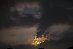 Lugano Night Sky Prints: Moonlight in Cloudscape at Night in Lugano