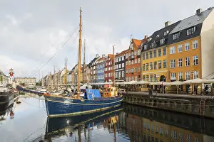 Denmark Prints: Moored Sailboats Along Nyhavn Canal Copenhagen Print