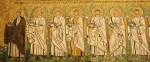 Byzantine Mosaic Art Prints: Detail from the mosaic Procession of the Martyrs