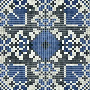 Baroque Wall Decoration Prints: Mosaic tiles background, seamless vector pattern