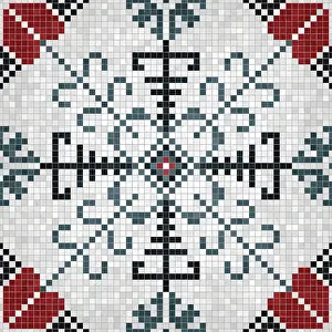 Ornate Wall Decoration Prints: Mosaic tiles background, seamless vector pattern