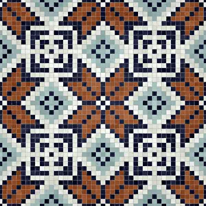 Mosaic Tile Pattern Prints: Mosaic tiles background, seamless vector pattern
