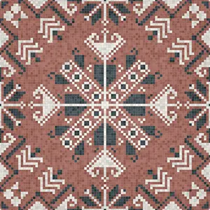 Baroque Style Interior Design Prints: Mosaic tiles background, seamless vector pattern