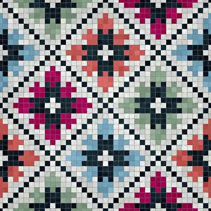 Mosaic Wall Decoration Prints: Mosaic tiles background, seamless vector pattern