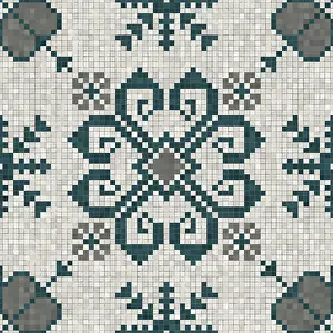 Baroque Interior Decoration Prints: Mosaic tiles background, seamless vector pattern
