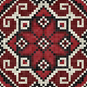 Modern Architectural Style Prints: Mosaic tiles background, seamless vector pattern
