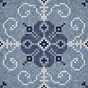 Baroque Wall Decoration Prints: Mosaic tiles background, seamless vector pattern