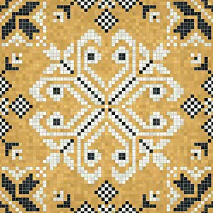 Baroque Interior Decoration Prints: Mosaic tiles background, seamless vector pattern