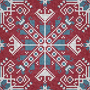 Modern Architectural Style Prints: Mosaic tiles background, seamless vector pattern