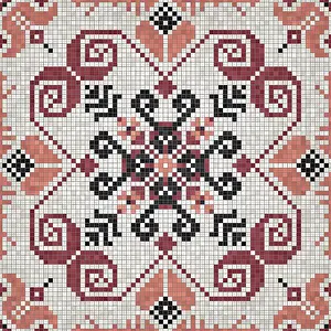 Vintage Ceramic Tiles Prints: Mosaic tiles background, seamless vector pattern