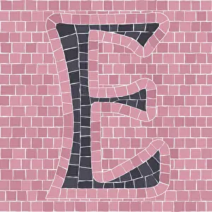 Urban Interior Decoration Prints: Mosaic tiles letter E. EPS 10 editable flat design vector seamless horizontal pattern