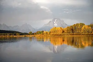 Autumn Morning Scene Prints: Mount Moran reflected in Snake River